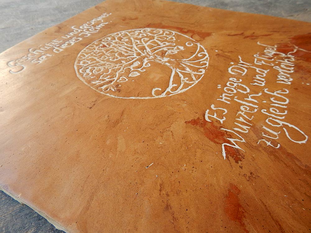 Ornamentierte Platten, Seeton mit Reduktionsbrand